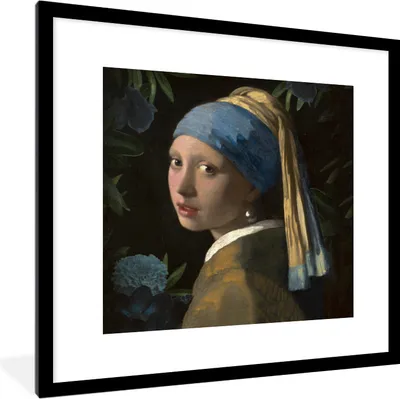 Produktbild von MuchoWow® MuchoWow® Gerahmtes Poster Das Mädchen mit dem Perlenohrring - Vermeer - Kunst 40x40 cm - Poster mit zchwarzem Bilderrahmen - Poster - Plakat im Rahmen