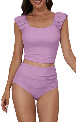 Productafbeelding van Eomenie tankini badpakken voor dames, met ruches, buikcontrole, tweedelig