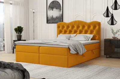 Produktbild von FEDVE Boxspringbett Schlafzimmerbett ROYAL mit 2 Bettkästen, Doppelbett mit Bonell-Matratze und Topper 140x200