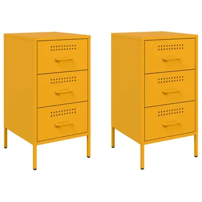 Image de Tables de chevet 2 pcs jaune moutarde 36x39x68 cm acier