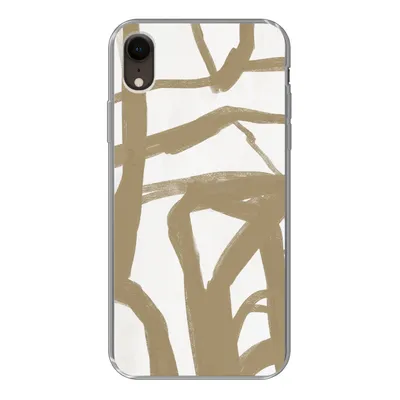 Produktbild von MuchoWow® Handyhülle Schutzhülle Hülle für iPhone XR Braun - Weiß - Abstrakt Silikon Softcase Handy Hülle - Schutzdeckel