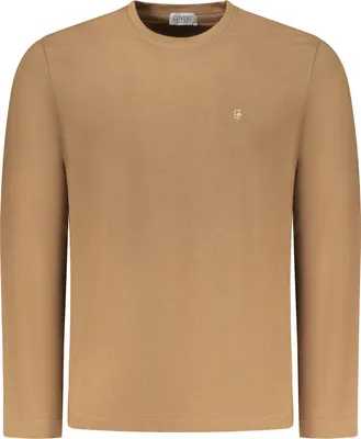 Produktbild von Elegantes braunes Langarmshirt für Herren mit Stickerei-Detail