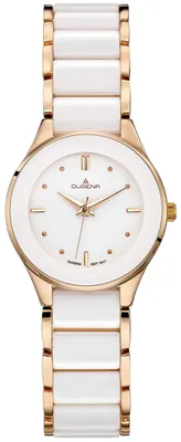 Produktbild von Dugena Damen-Uhr Amica Weiß Quarz Keramik-Band Roségold-Ton 4460773