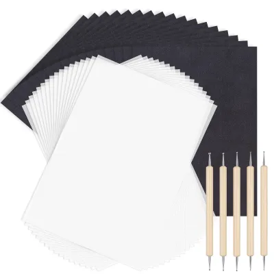 Image de Papier transfert pour crayon à papier - 100 feuilles avec 5 crayons de bois - Pour le traçage et le transfert de motifs