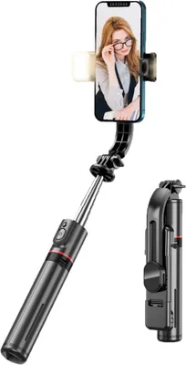 Produktbild von Fangtuosi Selfie-Stick mit LED-Leuchten und Bluetooth + eingebautes Stativ