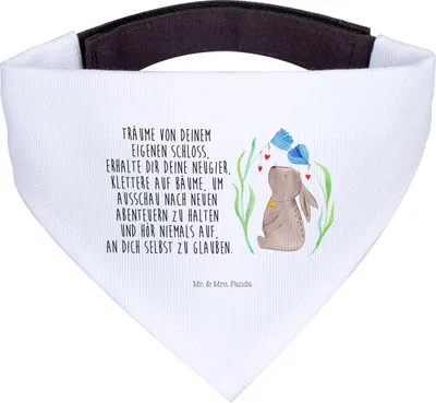 Produktbild von Mr. & Mrs. Panda Halstuch Für Hunde Hase Blume - Weiß - Geschenk, Kaninchen, Geburtstag, Geburt, Hund, Bandana, Ostern, Schwangerschaft, Hundehalstuch, Dreieckstuch