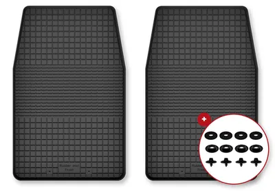Produktbild von Gummi-Fußmatten Vorne für Suzuki Jimny 1998-2007 (SUV) – 2-tlg, Schwarz, Semi-Universal, angepasst – Wielganizator Semi-Universal