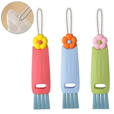 Produktbild von 3er Set 3-in-1 Fugenreinigungsbürste für Becherdeckel, Flaschenbürste mit Hakenreiniger, Multifunktionale Reinigungsbürste für Küche & Haushalt