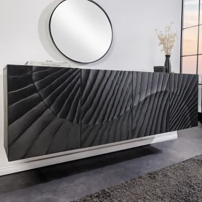 Produktbild von riess-ambiente Massives Sideboard SCORPION 180cm schwarz hängend Mangoholz 3D-Design Anrichte Kommode