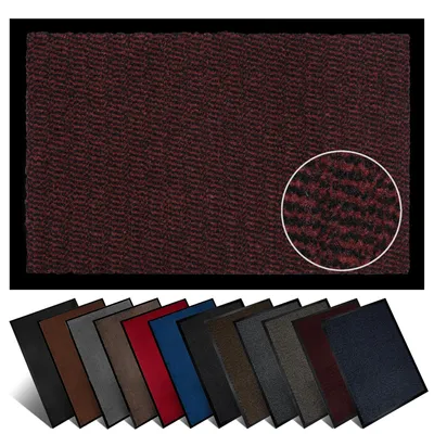 Produktbild von Furni24 Fußmatte Schmutzfangmatte 40 x 60 cm Rot/Schwarz – Rutschfeste Waschbare Türmatte für Innen- & Außenbereich