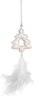 Zdjęcie produktu dla Ozdoba bożonarodzeniowa zawieszka CHOINKA Z PIÓRKAMI 30 cm BIAŁA