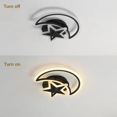 Produktbild von Moderne LED Deckenleuchte Stern Mond 3000K-6000K Dimmbare Deckenlampe mit Fernbedienung für Schlafzimmer, Wohnzimmer, Arbeitszimmer, Küche