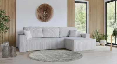 Produktbild von Ecksofa mit Schlaffunktion & Bettkasten - Cordstoff Sofa, Cordstoff Eckcouch