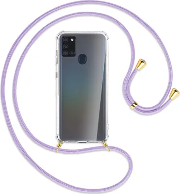 Produktbild von Handykette Backcover-Schutzhülle mit Band (Metall goldfarben) für Samsung Galaxy A21s - violett