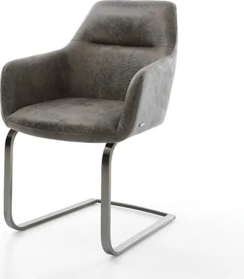 Produktbild von DELIFE Freischwinger Pejo-Flex Mikrofaser Grau Antik Freischwinger flach Graphit Taschenfederkern