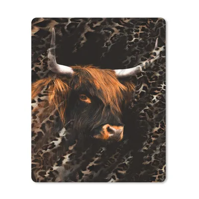 Produktbild von MuchoWow® Mauspad Mousepad Schottischer Highlander - Pantherdruck - Kuh 30x40 cm - Mousepads - Maus Mat - Pad - Mausunterlage - Mausmatten