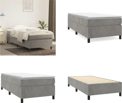 Produktbild von vidaXL Boxspringbett Hellgrau 90x200 cm Samt - Boxspringbett - Boxspringbetten - Bett - Schlafzimmermöbel