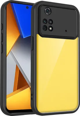 Obrázek produktu pro Pouzdro pro Xiaomi Poco M4 Pro 4G průhledný zadní kryt s TPU rámečkem, odolné proti nárazům Černý