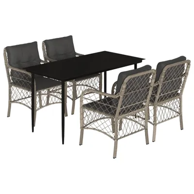 Produktbild von vidaXL 5-tlg. Garten-Essgruppe mit Kissen Hellgrau Poly Rattan