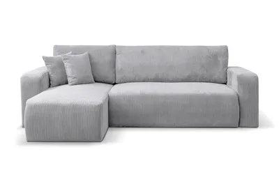 Produktbild von VENASI Ecksofa mit Schlaffunktion Luna L, Hellgrau Cordstoff