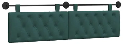 Image de Tête de lit suspendue vidaXL en tissu vert foncé