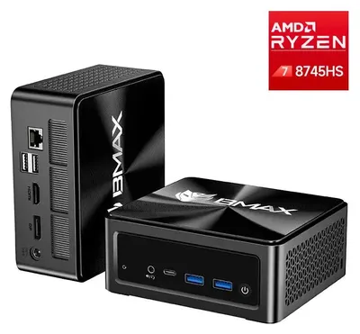 Produktbild von BMAX B8A Pro Mini PC, AMD Ryzen 7 8745HS, 16GB DDR5 RAM, 512GB SSD, Radeon 780M, 4K Triple-Monitor Support