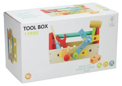 Productafbeelding van Koopman houten gereedschapskist, speelgoed voor kinderen, 25x12x14 cm