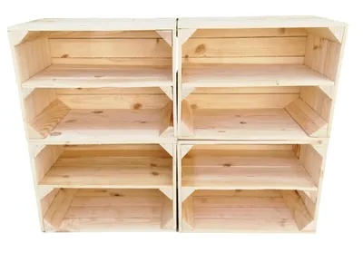 Produktbild von 4er Vintage Holzkisten mit Regalbrett - 40x30x24 cm - Vintage Deko and Aufbewahrung