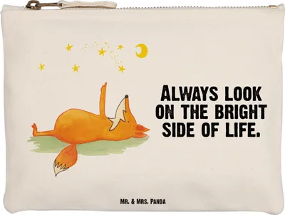 Produktbild von Mr. & Mrs. Panda kosmetiktäschchen Fuchs Sterne Größe M - Weiß - Geschenk, Kulturbeutel, Schlampermäppchen, Beauty Bag, Kulturtasche, Positiv, Mond, Spruch, Federtasche