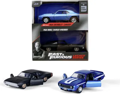 Immagine prodotto di Fast and Furious Twin Pack Chevrolet Camaro 1969 e Dodge Charge Wide Body 1968, 1:32 Wave 2/1
