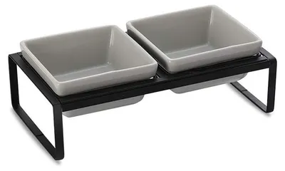 Image de Omgoods - Gamelle en céramique pour chiens et chats avec support, 2 x 280 ml