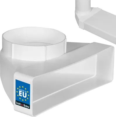 Obrázok produktu pre KOTARBAU® Plochá kanálová deflektor 90° kanálová prípojka 204x60mm Okrúhlo-hranatý Ø 100 mm