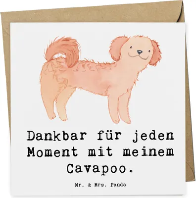 Produktbild von Mr. & Mrs. Panda Klappkarte Cavapoo Moment - Weiß - Geschenk, doppelkarte, Grußkarte, Cavoodle, anlasskarte, faltkarte, Glückwunschkarte