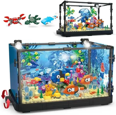 Produktbild von 788 Teil Aquarium Baustein Set Klemmbausteine Spielzeug mit Licht Erwachsene