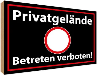 Produktbild von vianmo Holzschild 30x40 cm Privatgelände schwarzes Warnschild Hinweisschild