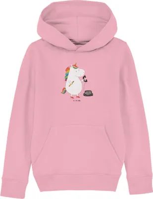 Produktbild von Mr. & Mrs. Panda Kinderpullover Einhorn Sekretärin 9-11 Jahre (134/146) - Baumwolle Pink - Geschenk, Kapuzenpulli, Unicorn, Büro, Hoodie, Sweater, Kapuzenpullover, Einhörner