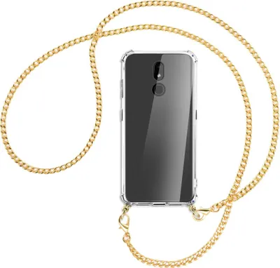 Produktbild von Handykette Backcover-Schutzhülle mit Band (Metall goldfarben) für Nokia 3.2 32GB - goldfarbene Kette
