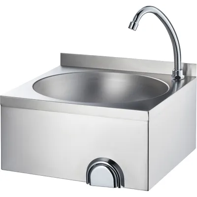 Produktbild von Handwaschbecken Zur Wandmontage 400X400X225 Mm Mit Kniebedienung Inkl. Armatur, Mit Aufkantung