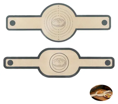 Produktbild von Silikon-Backmatte 56×21 cm + 58,4×15,8 cm, wiederverwendbare Backmatte mit langem Griff, Zubehör für Sauerteigbrot im Schmortopf, Silikon-Brotaufhängung mit langen Griffen, Brotform, Teigbackofen
