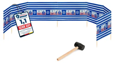 Produktbild von Garronda Strand Windschutz Sichtschutz 10m lang plus Gummihammer GAEX001