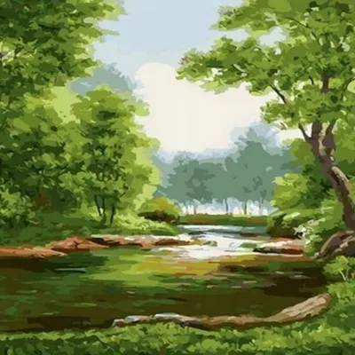 Zdjęcie produktu dla Obraz "Dzikie piękno lasu" do malowania po numerach, wymiar 40x50 cm, oprawiony w ramę. Kreatywny zestaw do malowania