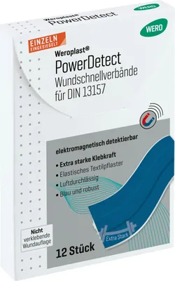 Produktbild von Weroplast PowerDetect Wundschnellverbände DIN 13157, 12 Stk/Pkg