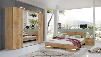 Produktbild von Komplettschlafzimmer >Anna< in PLANKENEICHE NACHBILDUNG - 509x208x210cm (BxHxT)