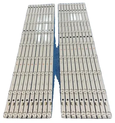 Imagen del producto de Tiras de retroiluminación LED, de 660 mm de longitud, con 9 LEDs por tira, compatibles con los modelos TH-65CS610A y TH-65CS610Z, paquete de 20 unidades