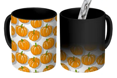 Obrázok produktu pre MuchoWow® Magický pohár Jeseň - Tekvica - Vzory 350 ml Pohár na zmenu farby Darček Nápad na darček - Foto hrnček