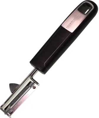 Produktbild von FACKELMANN Pendelschäler 18 cm SENSE, Gemüseschäler mit Funktionsteil aus rostfreiem Edelstahl, mit rutschfestem und ergonomischem Soft-Touch-Griff (Farbe: Silber/Schwarz)
