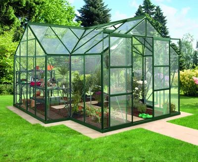 Produktbild von Vitavia Gewächshaus "Sirona" smaragd grün 13 m² 3 mm ESG