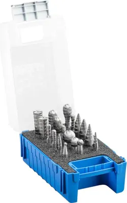 Image de Coffret de fraises HSS PFERD 83 18 pièces coupe 3 dia. 12/8/6mm dia. 6mm universel moyen fin