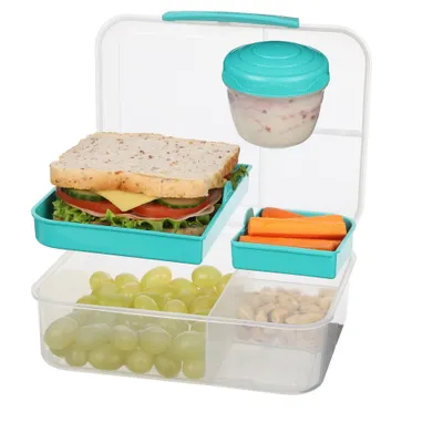 Produktbild von Sistema 1650 ml Lunchbox "BENTO LUNCH" + Joghurt-Becher 21690-8T- transp ./ MINT