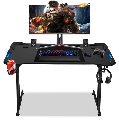 Produktbild von Ikodm 140x60cm LED Gaming Schreibtisch Computertisch mit Desktop LED Gaming Tisch Ergonomisch Ergonomischer Arbeitstisch Z-Form